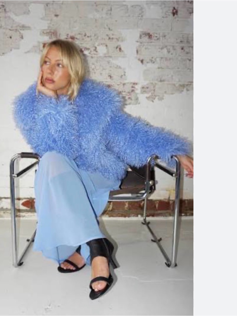 DECJUBA Powder Blue Faux Fur Teddy Jacket